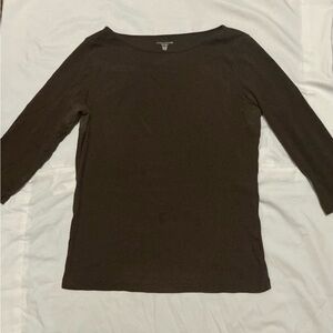 Jones New York Women's Dark Brown Long Sleeve Tee